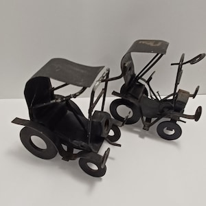 Vintage Toy Car Rustic Folk Art Homemade Steel Car - Steel Car - Lugnut Car - Rustic - Rustic Folk - Car - Model Car - Vintage Cars