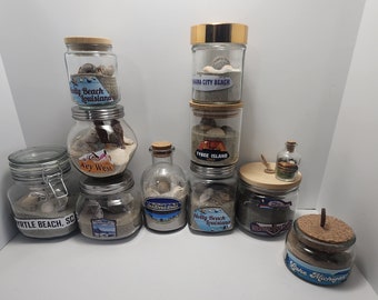 Pots de sable de plage des quatre coins des États-Unis - cadeau de voyage - décoration de voyage - maison de plage - pots - sable - sable de plage