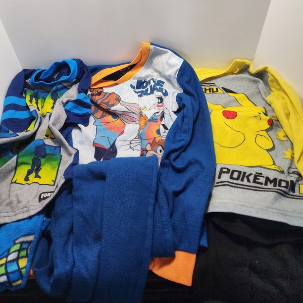 Kids Boys Pajamas Size 8 to 10 - Pajamas - Kids Clothes - Space Jam - Pokémon- Boys Clothes