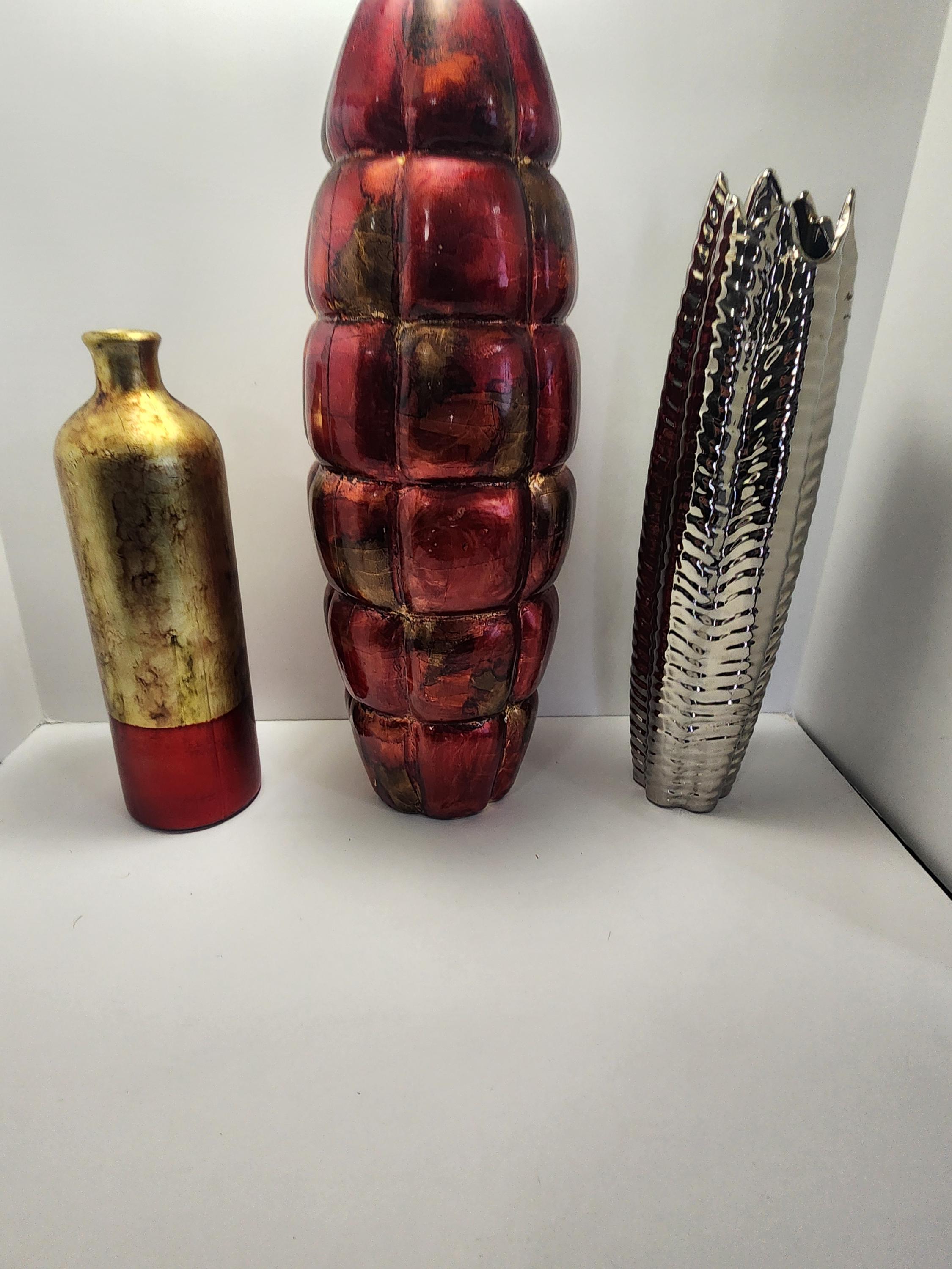 Vasi Vintage - Vaso - Vasi - Vaso Metallico - Vaso Rosso Rubino - Metallico - Fiori - Decorazione - Decorazione Vintage