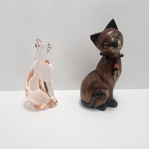 Vintage Cat Figurines - Fenton Glass Art - Siamese Cat - Egyptian Cat - Baccarat Egyptian Cat - Glass Cat - Cat Sculpture - Cat Art - Glass
