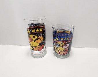 Pacman 1980s Bally Midway Collectable Glass - Glass - Arcade - Arcade Decor - Paxman- Pacman Glass - Vintage Glass - Character Glass