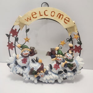 Christmas Snowman Wrealth Vintage Decor - Christmas - Christmas Decor - Vintage Christmas - Christmas Wreath - Snowman - Snowman Decor