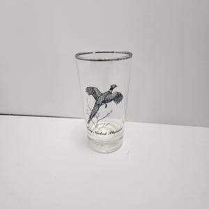 Vintage Ring Tailed Pheasant Silver Rimmed Federal Glass - Wildlife - Pheasant- Pheasant Forever - Hunting - Birds - Drinkware - Glasses