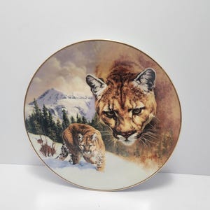 Mountain Lion Cougars Collectable Bradford Exchange Vintage Plate - Bradford Exchange - Plates - Collectable Plates - Mountain Lions - Couga