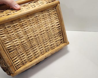 美品　Vintage picnic basket Wicker Vintage 1990s Picnic Basket - Picnic - Picnic Basket