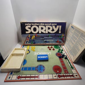 1972 Sorry Parker Brothers Vintage Board Games - Board Games - Sorry - Family Games - Vintage Games