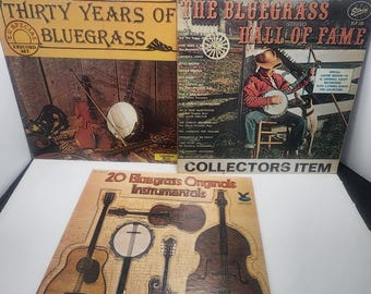 Disques vinyles LP Bluegrass des années 1960, LOT Of 3 - Bluegrass - Disques bluegrass - Musique country - Vinyle - Disques vinyle - LPS - Disques
