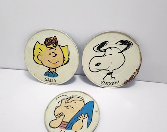 ☆昭和レトロ品☆1970's ヴィンテージPEANUTS スヌーピーメタルトレイ ピーナッツ スヌーピーとギャング 1961 メタルトレイとプレート 6 枚