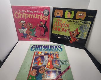 Alvin & The Chipmunks Vinyl Records LOT Of 3 1970's - Alvin And The Chipmunks - Vinyl - Vinyl LP Records - Vintage Records - Cartoons