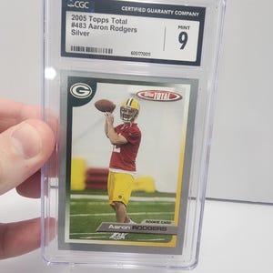2005 Topps Aaron Rodgers Rookie Silver Card Graded CGC 9 - Cgc - Tcg - Sports Cards - NFL- Aaron Rodgers - Green Bay Packers - Rookie Cards