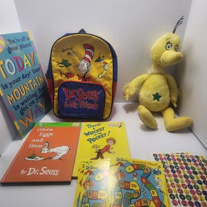 Vintage Classic 1997 Dr Suess Cat In The Hat Small Bookbag Gift Set - Dr Seuss - Bookbag - Dr Seuss Bookbag - Vintage Bags