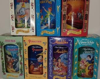 Walt Disney Glasses - Disney Collector Glasses - Burger King Classes - 1990s Disney - Jungle Book - Aladdin - Pinocchio - Snow White