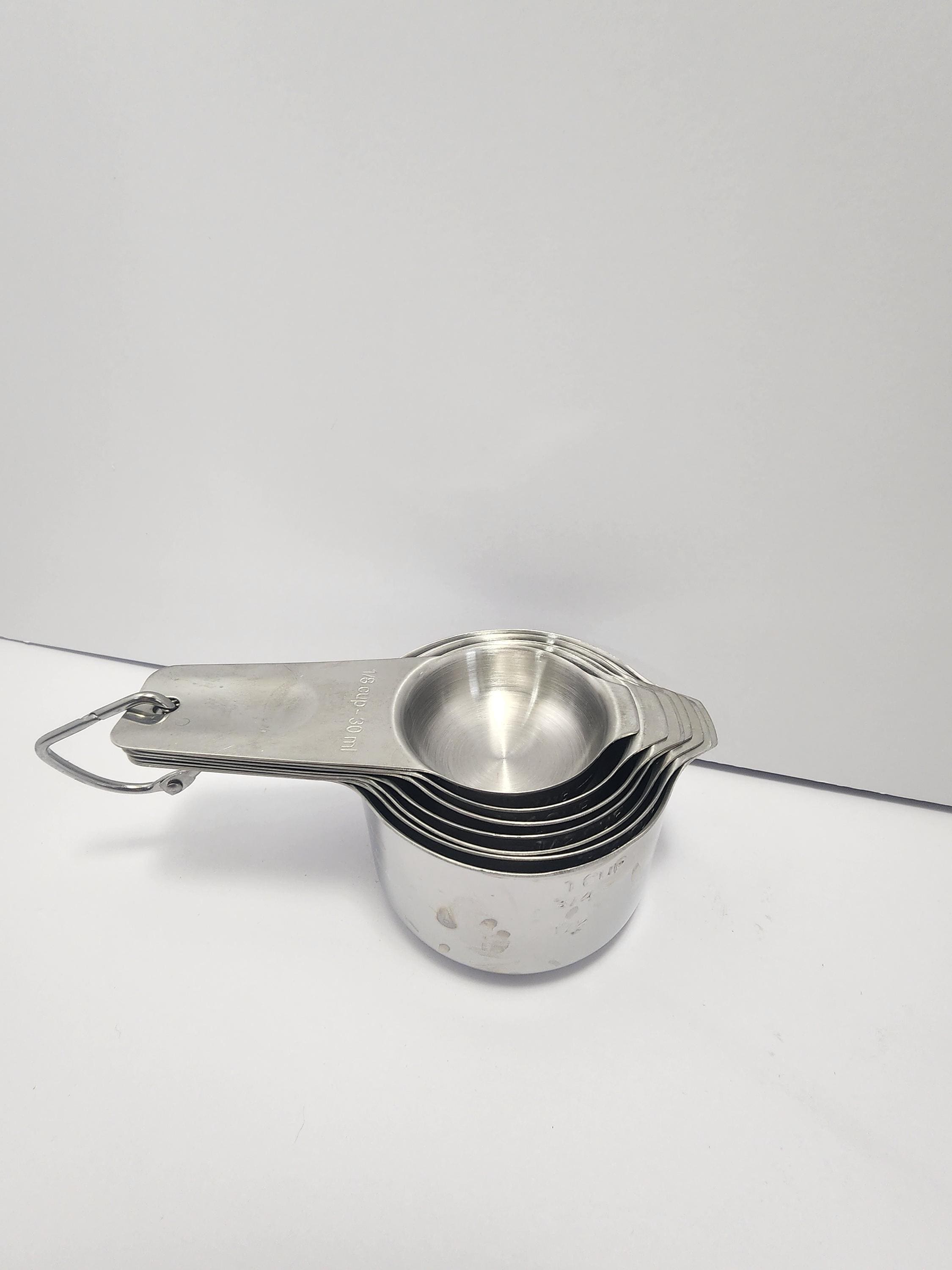 4 Pcs Misurini e Cucchiaio Dosatori Set in Rame Acciaio Inossidabile, Dosatore Misurino da misurazione con Manico in Legno per Misurazione a Secco Ingredienti Liquidi Cucinare Cuocere Forno (Acacia