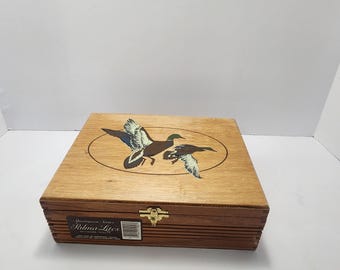 Caja de madera para puros Palma Lites Sportsman Series, estilo años 80, con patos ánade real - Patos - Ánades reales - Patos ánade real - Caja de puros - Caja