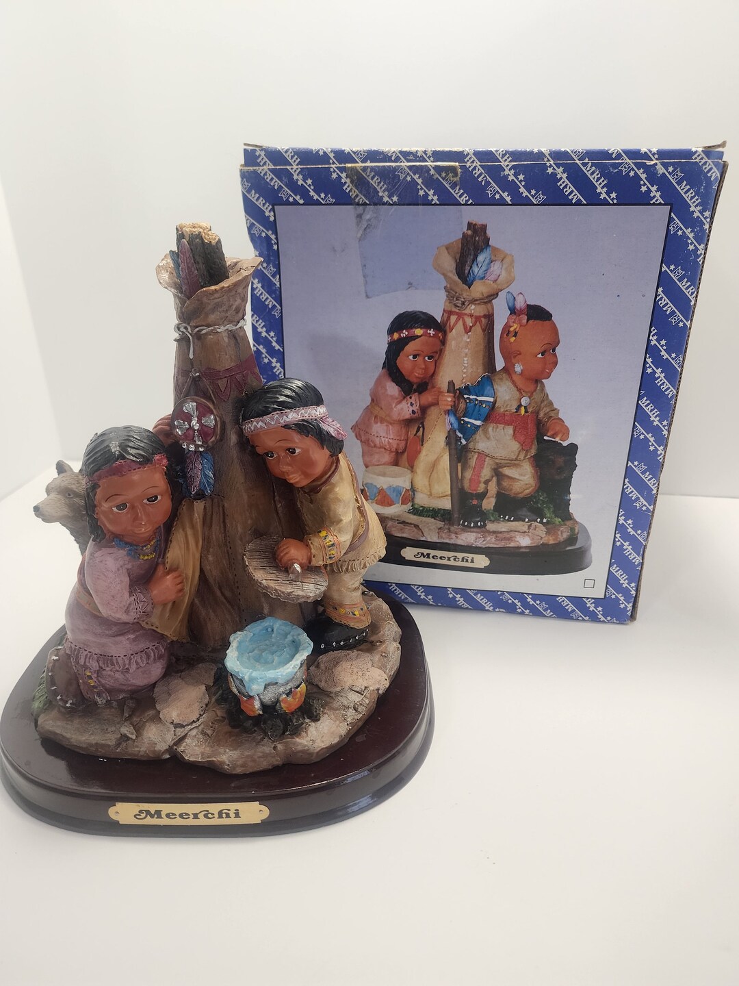 Meerchi Vintage Indian Statue Native American Native American Figurine