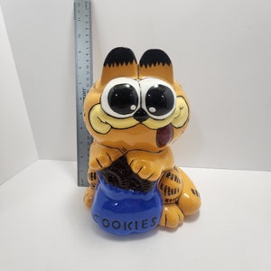Garfield 1980s Ceramic Cookies  Collectable Coin Bank - Garfield - Ceramic Bank - Coin Bank - Garfield Toys