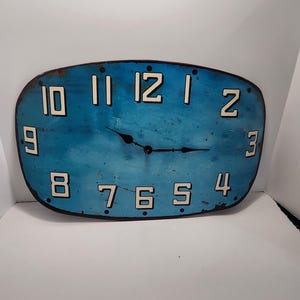 Unique Retro Blue Wall Clock - Clocks - Unique Clocks - Wall Clock - Wall Decor - Vintage Cars - Cars - Shop - Garage Decor - Antique Clocks