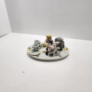 Farming Themed Minature 1990's Vintage Tea Set - Farming - Farm Animals - Minatures - Tea - Tea Set - Minature Tea Set - Cows