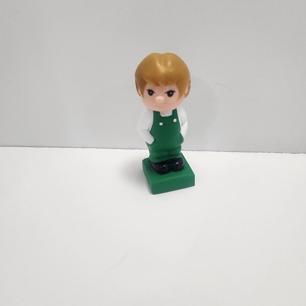 Tyco Boy In Green Overalls Vintage Rubber Toy Figure - Tyco - Rubber Figures - Vintage Toys - Farmer - Farmer Toys