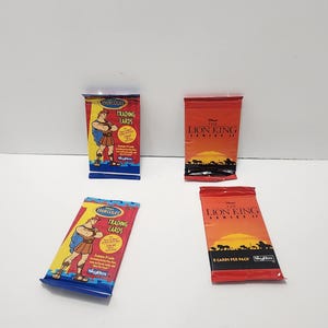 Sobres sellados de cartas coleccionables vintage de Disney de los años 90 - Disney - Tarjetas Disney - Hércules - El Rey León - TCG - Cartas coleccionables - Regalos Disney