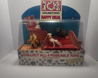 101 Dalmatians 1991 Original Mcdonalds Happy Meal Set With Display Box - Display Box - Mcdonalds - Happy Meal Toys - Fast Food Toys - Dalmat