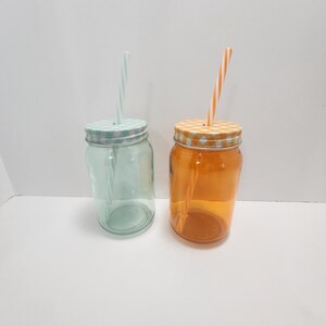 Mason Jar Glasses With Lid And Straw Set of 2 - Mason Jar - Glasses - Couples Gift - Drinking Glasses