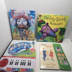 Childrens Interactive Books Lot of 4 - Educational Books - Kids Books - Children&#39;s Books - Interactive Books - Anteatter - Wheels On The Bus
