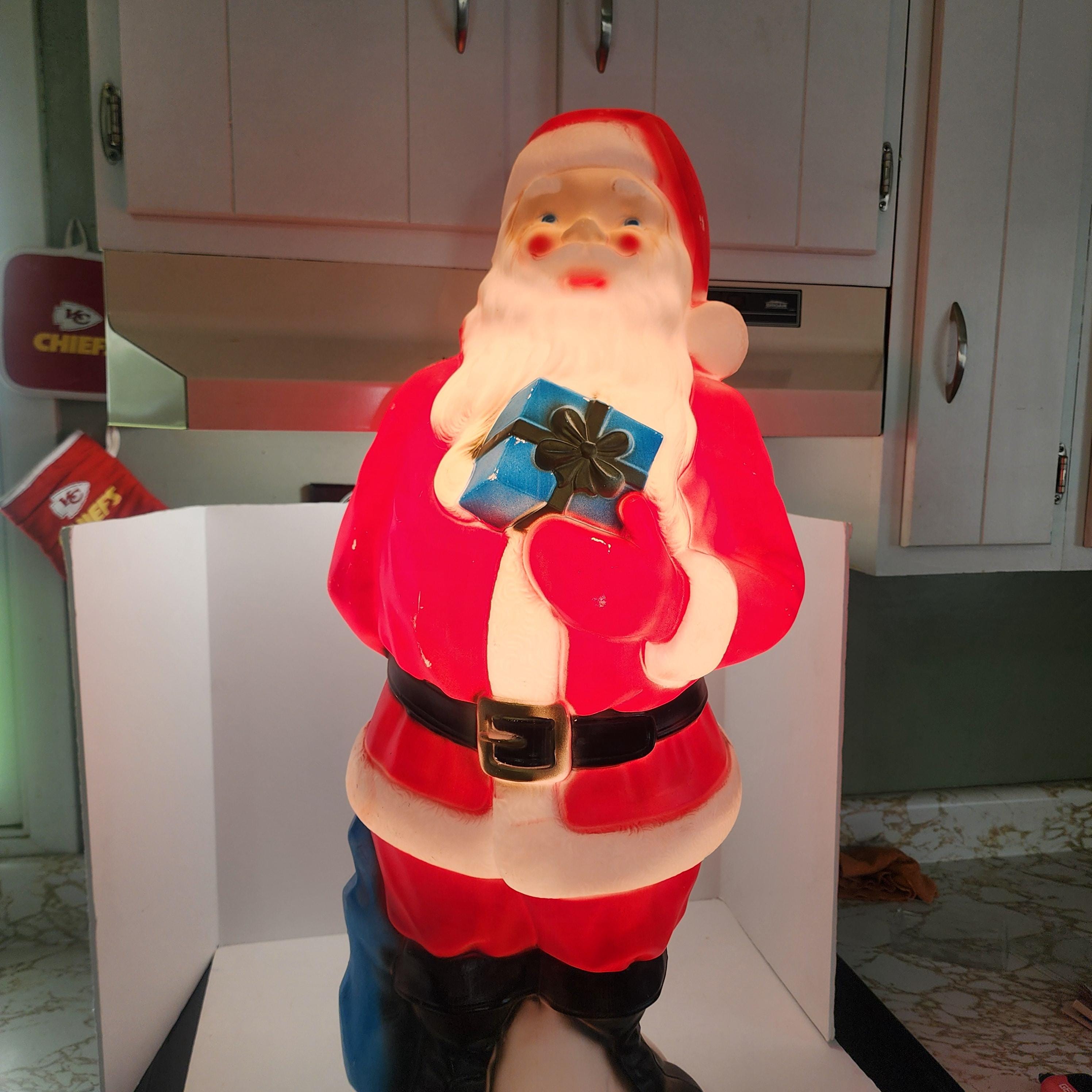 Vintage 1970's Plastic Light up Santa - Etsy