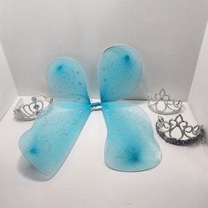 Fairy Wings and Princess or Queen Crown - Girls Toys - Pretend Toys - Fairy - Fairy Wings - Halloween Costume - Crown - Princess Crown