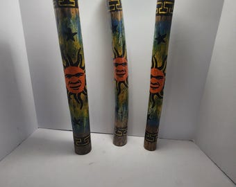Vintage Australian Aboriginal Decorative Rain Sticks Made In Chile 1990's LOT - Chile - Australian Rain Sticks - Rain Sticks - World Decor