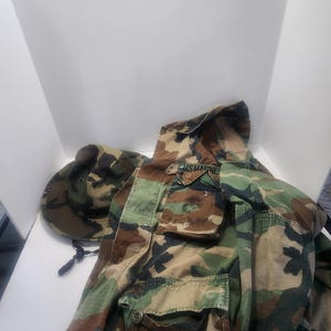 US Army Marines Vintage Button Down Shirt with Hat - Army - Marines - Army Gear - Military - Vintage Clothes - War