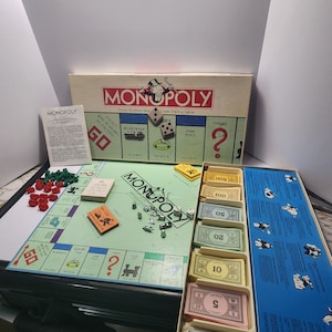 1985 Monopoly - Complete!  Special Edition Monopoly w Special Game Piece - Money Bag Game Token