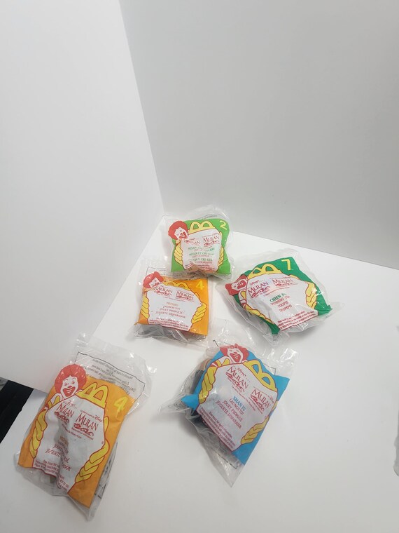 Juguetes de Mulan, Disney, McDonald's, Cajita Feliz, años 90 Mulan  Juguetes de Mulan Juguetes de Cajita Feliz Juguetes de comida rápida