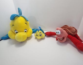 Disneyland The Little Mermaid Flounder and Sebastian Plush Figures - Disney - The Disney Store - Disneyland - The Little Mermaid - Disney