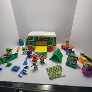 Vintage 1970's Sesame Street RV Camper Van With Toys - The Muppets Toys - Kermit - Big Bird - Miss Piggy  - Sesame Street Toys - The Muppets