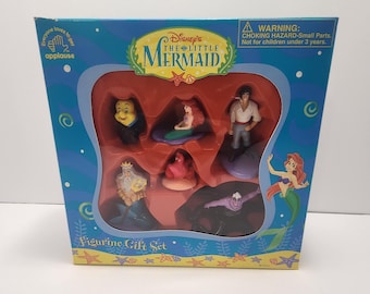Conjunto de bonecos de ação lacrados da Disney A Pequena Sereia 2002 na caixa - A Pequena Sereia - Brinquedos da Pequena Sereia - Brinquedos Disney - Brinquedos Vintage
