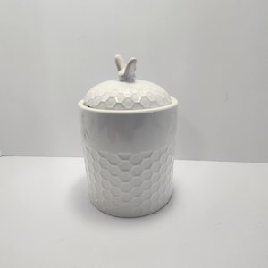 Queen Bee White Vintage Canister - Jars - Canisters - Coffee - Kitchen - Storage - Cookie Jars - Queen Bee - Bees - Bee Decor - Honey