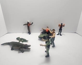 Badezeit Spielset mit Krokodil Actionfiguren Boot und Figuren LOT - Badespielzeug - Wasserspielzeug - Alligator - Krokodil - Spielset - Actionfigur