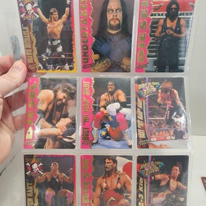 Lotto di 10 carte collezionabili ricche di azione del WWF Vintage 1995 - Wwf - Wwe - Giocattoli da wrestling - Lottatori - Carte collezionabili - Regalo Wwf - Wwf Vintage