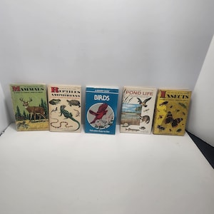1950s Vintage Animal Guide & Information Books Lot of 5 - Animals - Animal Books - Vintage Books - Animal Gift - Birds - Reptiles