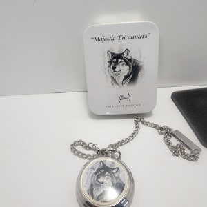 Wolf Pocket Watch By Avon 1990er Jahre - Taschenuhr - Taschenuhr - Wolf - Wölfe