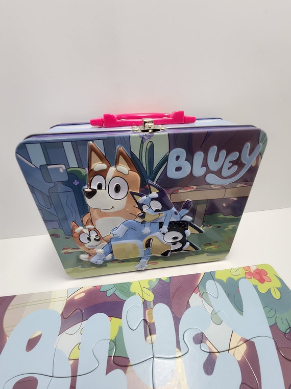 Bluey Lunchbox Tin With Puzzle and Toy Figure Bluey… Gem