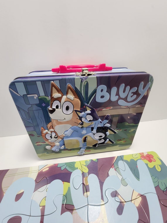 Bluey Lunchbox Tin With Puzzle and Toy Figure Bluey Bluey Toys Bluey Dog  Lunchbox Tins Puzzles Toys Gift 