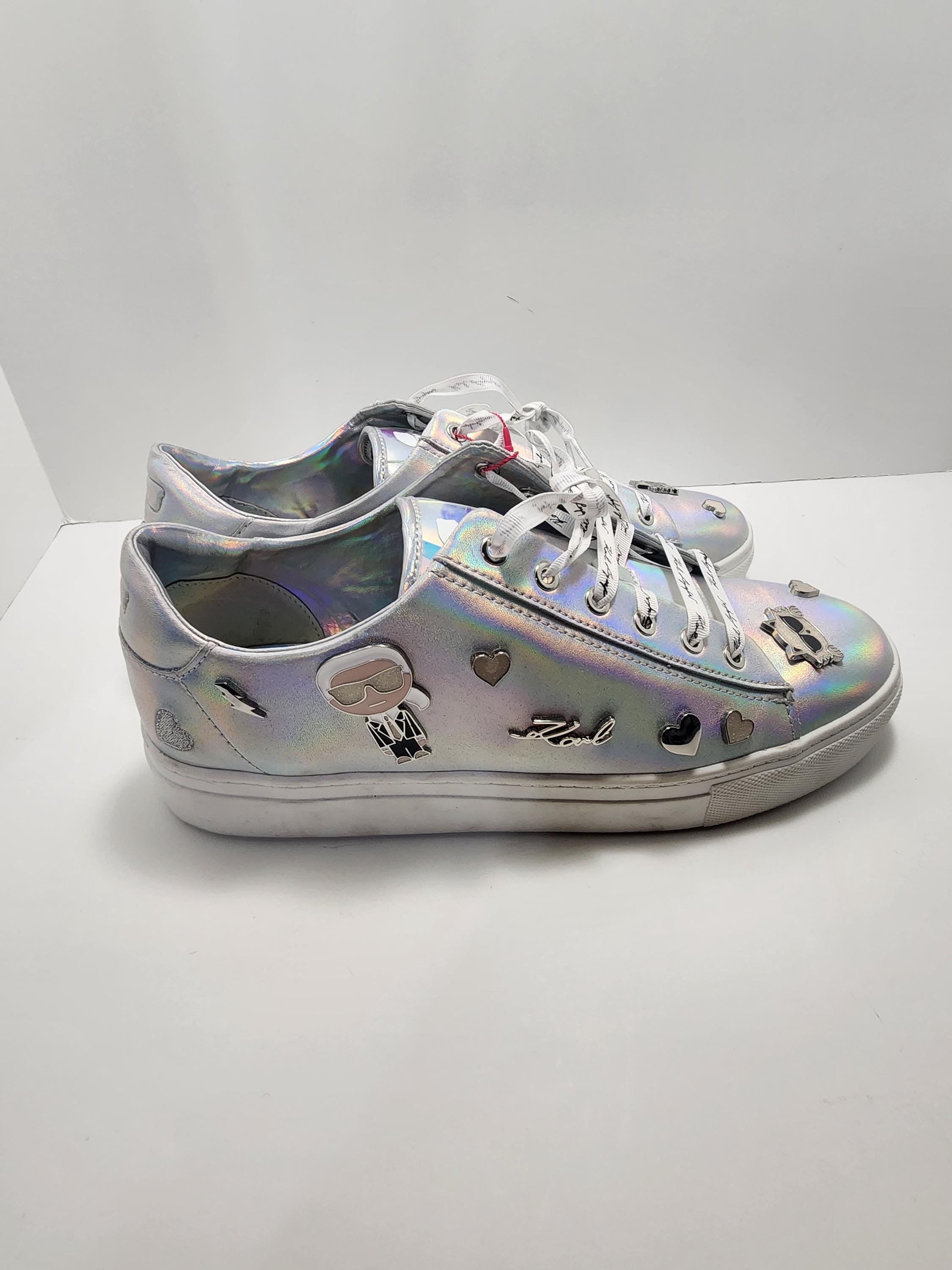 Karl Lagerfeld Paris Sneaker Mens 11 Gray Leather Logo Embroidered Shoes ZPO3774 Men main image 4