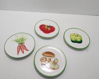 1980's Vintage Lillian Vernon "Neat Ideas" ceramic veggie-themed plates - Neat Ideas - Lillian Vernon - Plates - Mushrooms