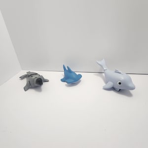 Jouets marins vintage - jouets pour le bain - Munchkin - Phoque - Requins - Dauphins - Jeu de simulation - Jouets vintage