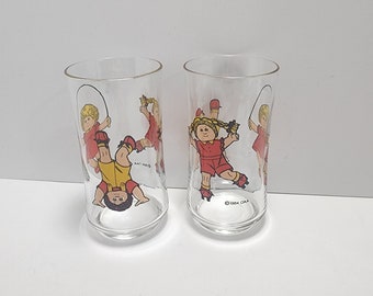 1984 Cabbage Patch Character Glasses - Character Glasses - Cabbage Patch - Cabbage Patch Glass - Vintage Glasses - Glasses