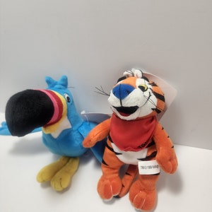 Vintage 1998 Kelloggs Cereal Plush - Tony The Tiger - Toucan Sam - Plush  - Stuffed Animal - Kellogg - Cereal - Cereal Plush