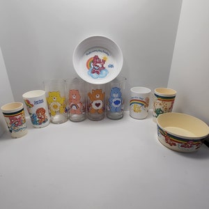 Vintage 1983 Carebears Pizza Hut Collectors Verres - Verres Pizza Hut - Carebears - Verres Carebears - Verres vintage - Verres de collection